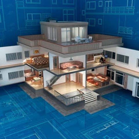 Perspectiva de projeto residencial em 3D